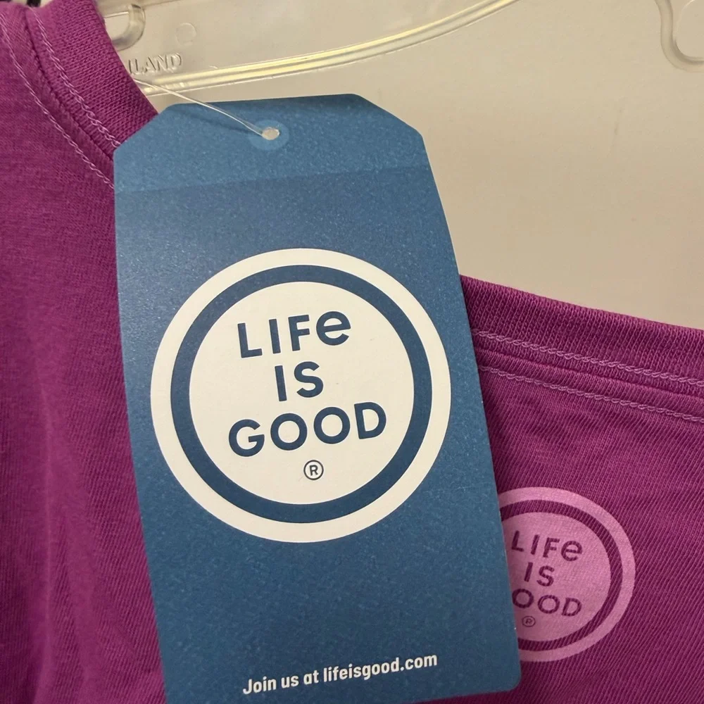 Life Is Good Purple Short Sleeve V-Neck Tee with Elephant Graphic - Picture 5 of 5
